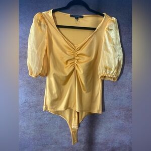 Elegant Yellow Gold Ruched Women's Top